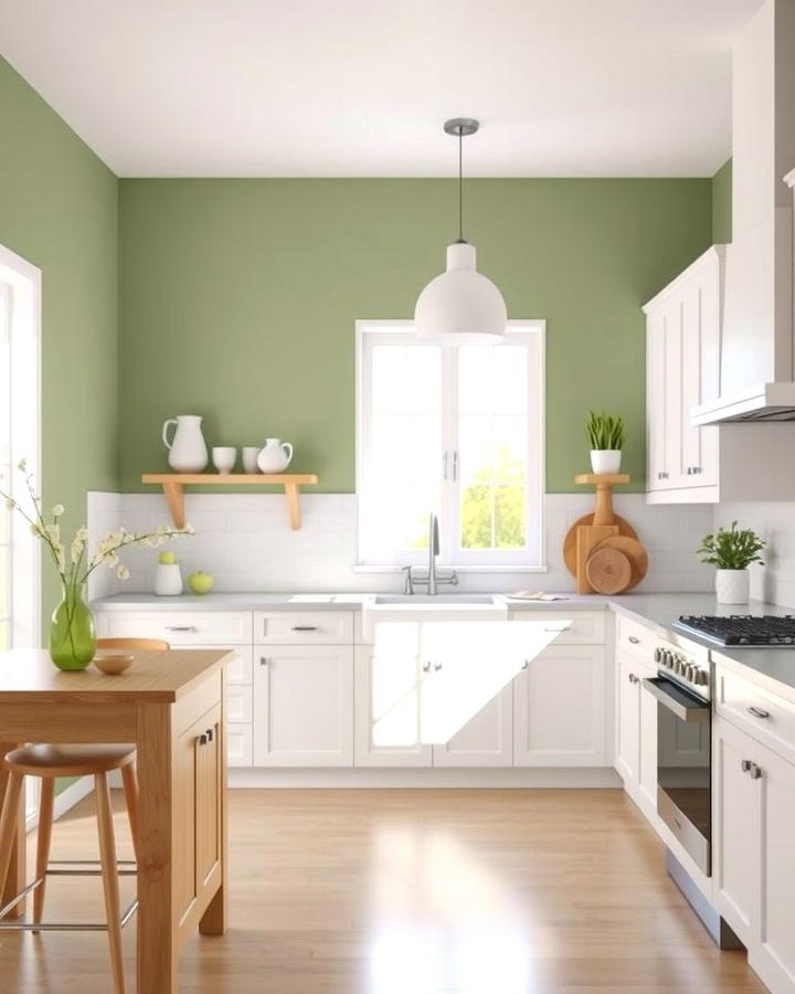 Sage Green Walls for a Soft Backdrop - 25 Sage Green Kitchen Ideas