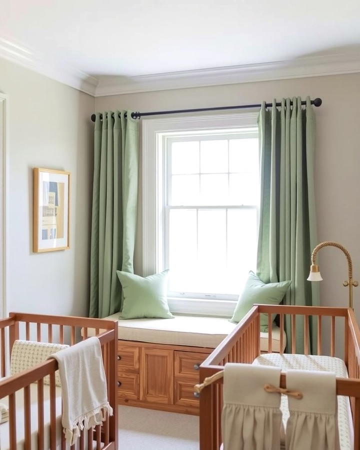 Sage Green Window Seat - 25 Sage Green Nursery Ideas