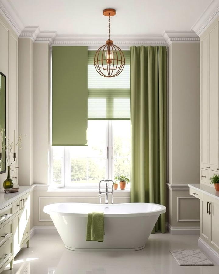 Sage Green Window Treatments for a Soft Finish - 25 Sage Green Bathroom Ideas