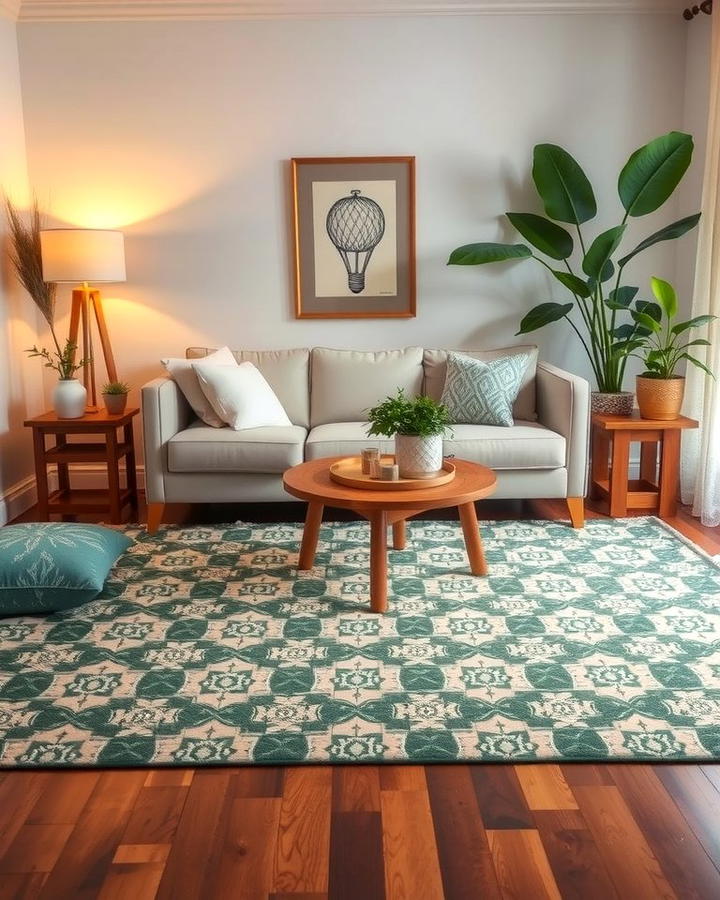 Sage Green and Cream Patterned Rugs - 25 sage green and cream living room ideas