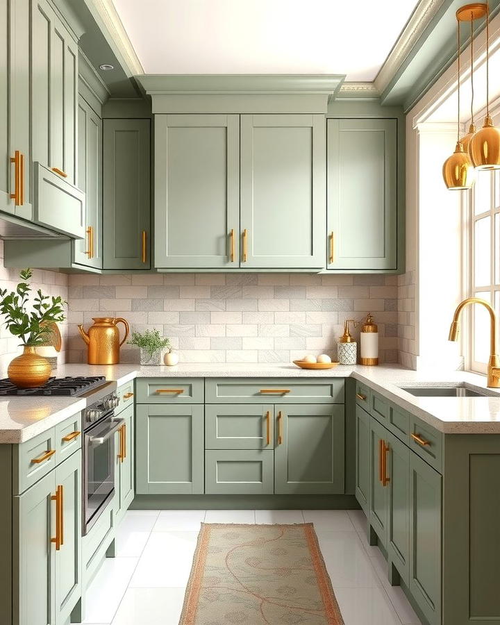 Sage Green and Gold Accents for Luxe Appeal - 25 Sage Green Kitchen Ideas