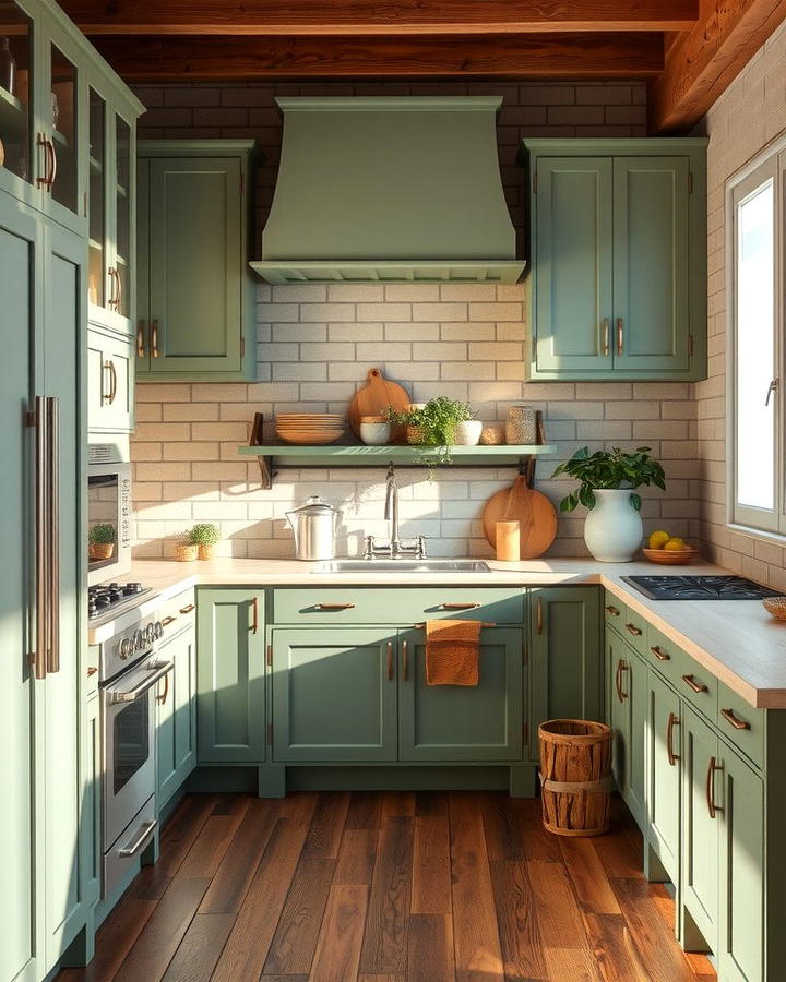 Sage Green and Natural Wood Accents - 25 Sage Green Kitchen Ideas