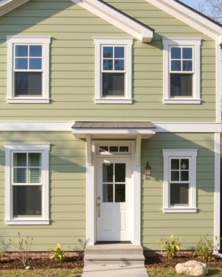 Sage Green with Frosted Gray Highlights - 30 Exterior House Color Schemes With Sage Green Siding