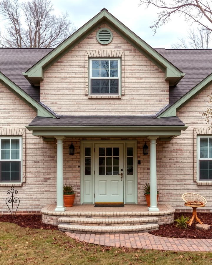 Sage Green with Neutral Tones - 30 Green Brick Exterior Home Ideas