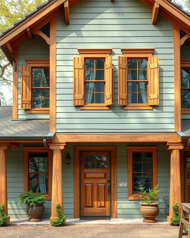 Sage Green with Rustic Wood Accents - 30 Exterior House Color Schemes With Sage Green Siding