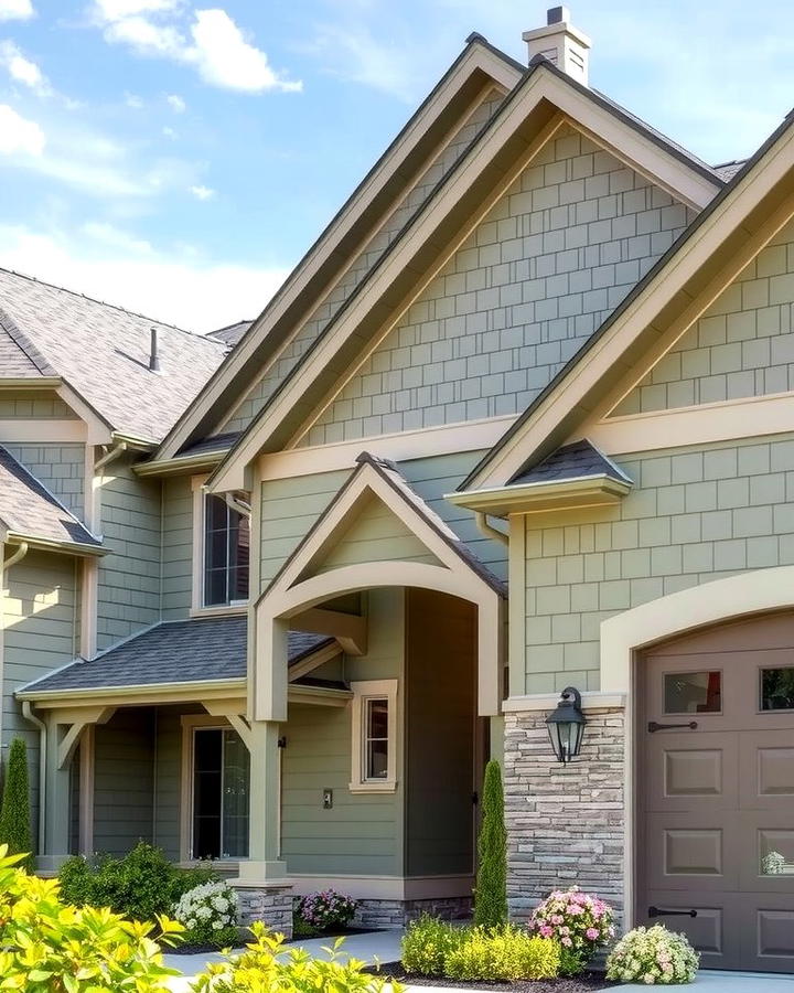 Sage Green with Slate Gray Roofing - 30 Exterior House Color Schemes With Sage Green Siding