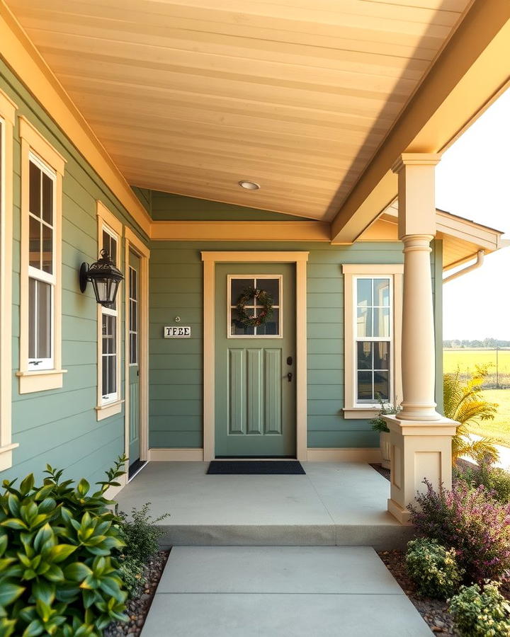 Sage Green with Soft Beige Highlights - 30 Exterior House Color Schemes With Sage Green Siding