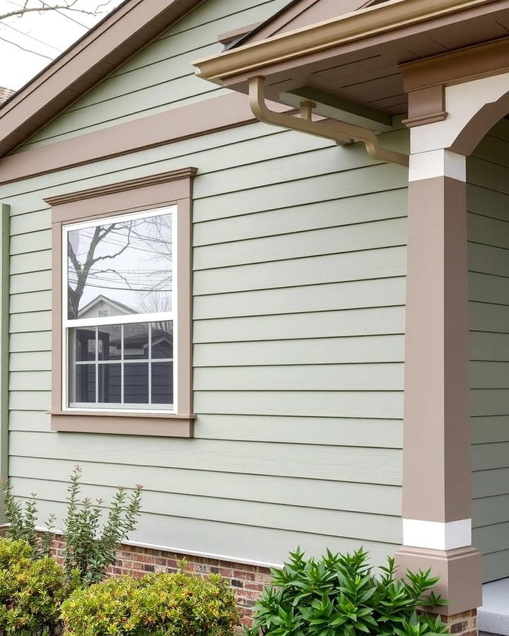 Sage Green with Taupe Trim - 30 Exterior House Color Schemes With Sage Green Siding