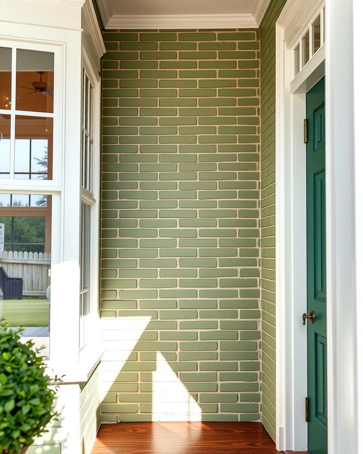 Sage Green with White Trim for a Fresh Look - 25 Sage Green Painted Brick House Ideas