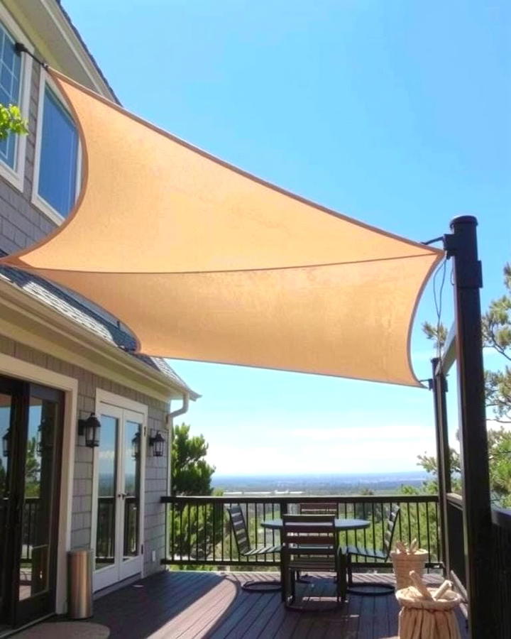 Sail Shade Cover - 30 Partially Covered Deck Ideas