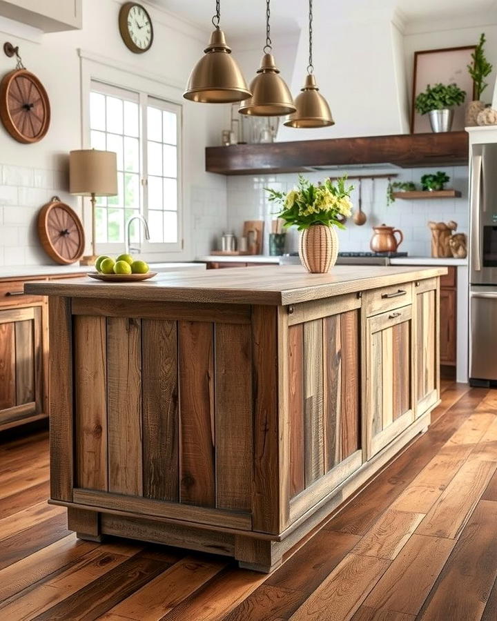 Salvaged Barn Wood - 25 Rustic Kitchen Island Ideas