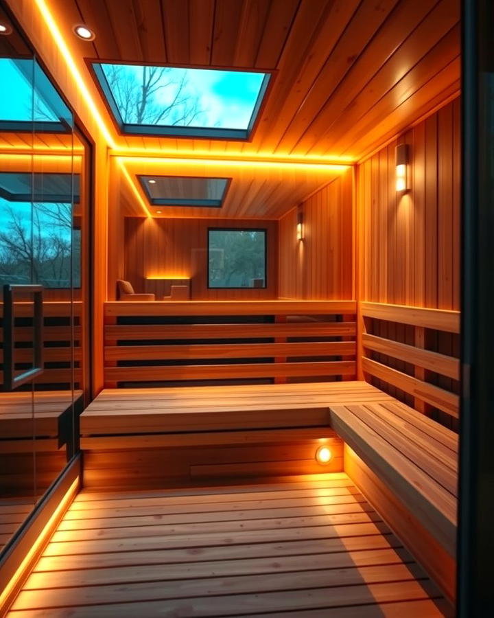 Sauna with Built In Lighting - 25 Outdoor Sauna Ideas