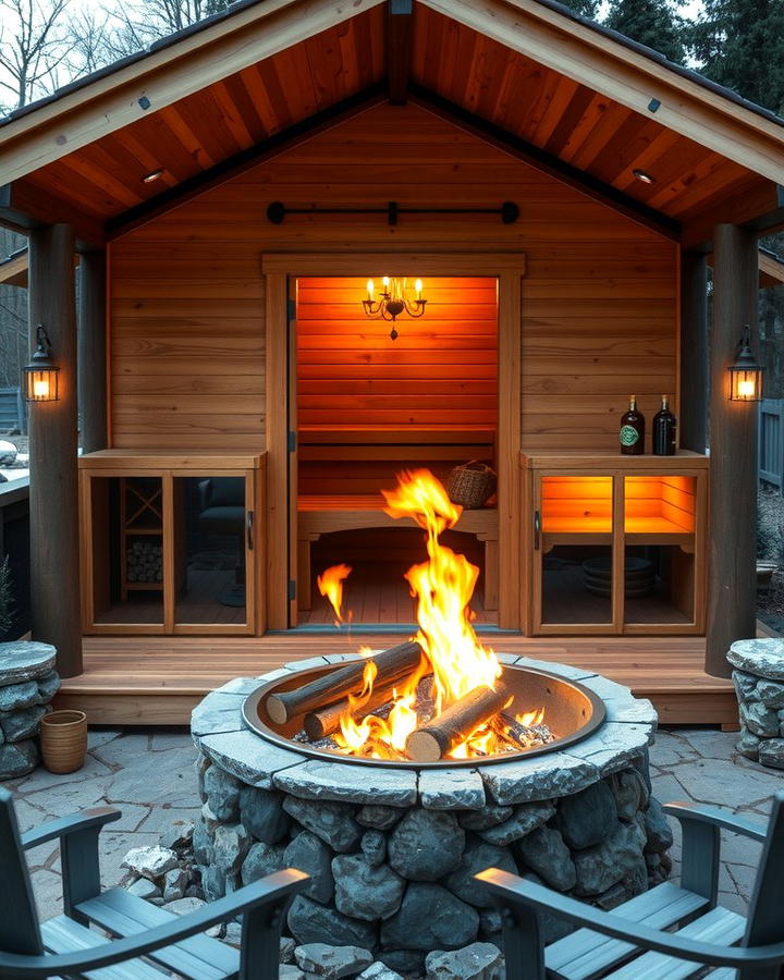 Sauna with a Firepit - 25 Outdoor Sauna Ideas