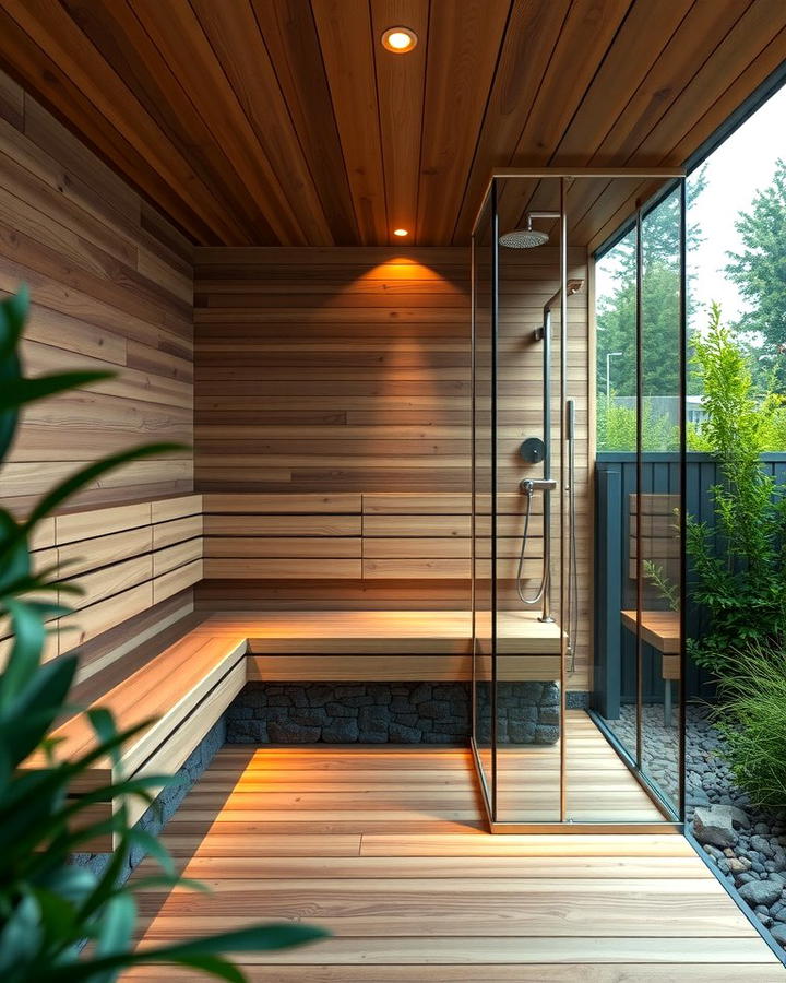 Sauna with an Outdoor Shower 2 - 25 Outdoor Sauna Ideas