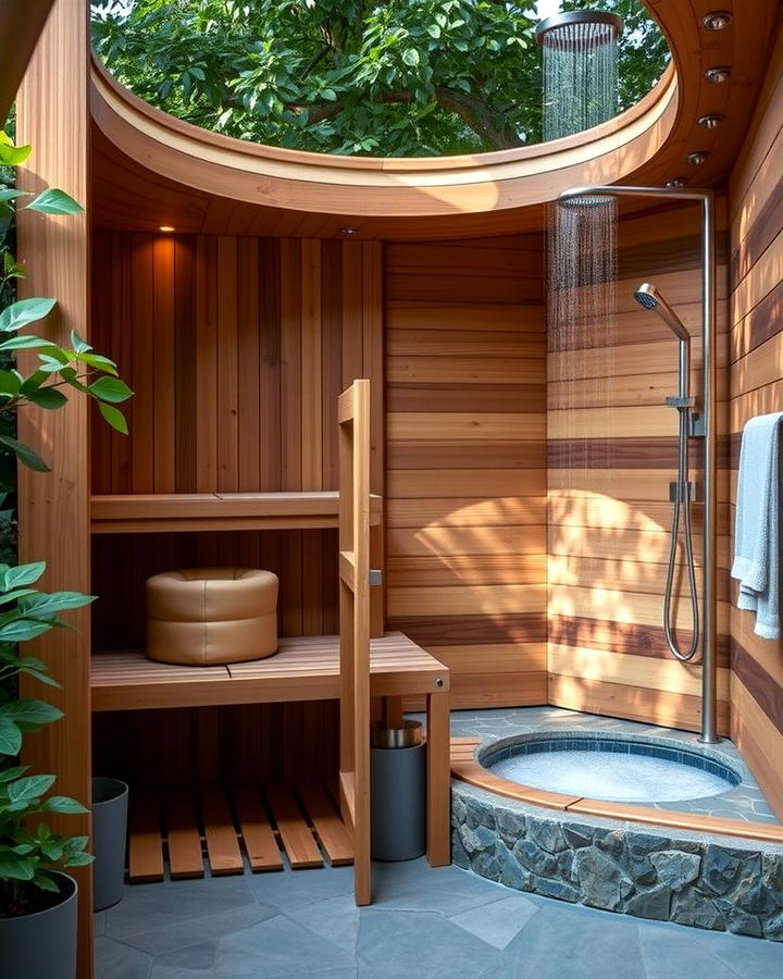 Sauna with an Outdoor Shower - 25 Outdoor Sauna Ideas