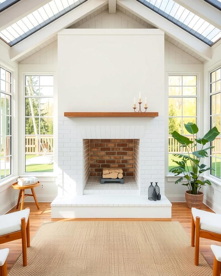 Scandinavian Inspired Fireplace - 25 Sunroom With Fireplace Ideas