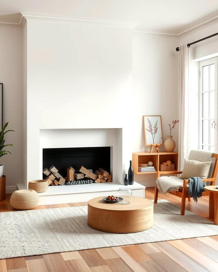 Scandinavian Inspired White Fireplace - 25 White Fireplace Ideas