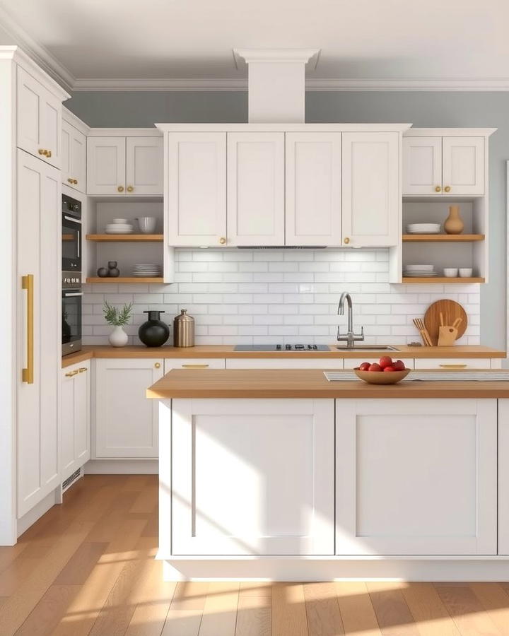 Scandinavian Simplicity with White Cabinets and a Soft Grey Island - 25 White Kitchen Cabinets With Grey Island Ideas