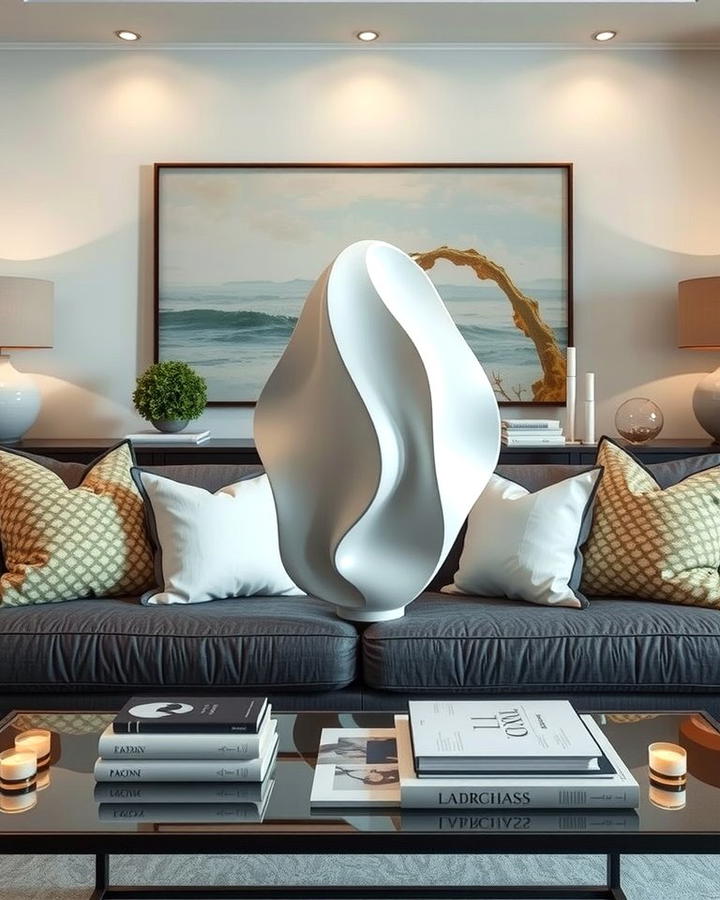 Sculptural Art Pieces - 25 Sofa Table Decor Ideas