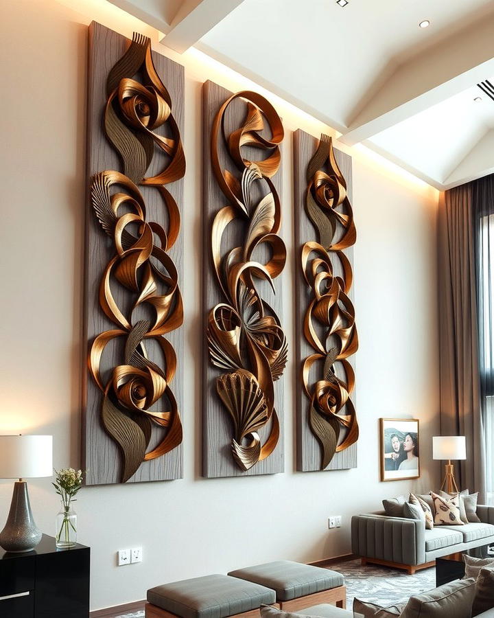 Sculptural Wall Panels - 30 High Ceiling Tall Wall Decor Ideas