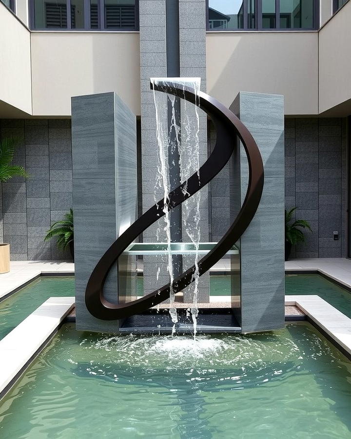 Sculptural Waterfall - 25 Small Pool Waterfall Ideas