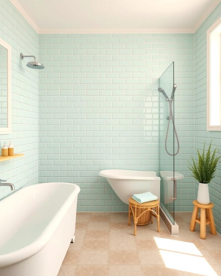 Seafoam Green Tiles for a Coastal Theme - 30 Green Tile Bathroom Ideas