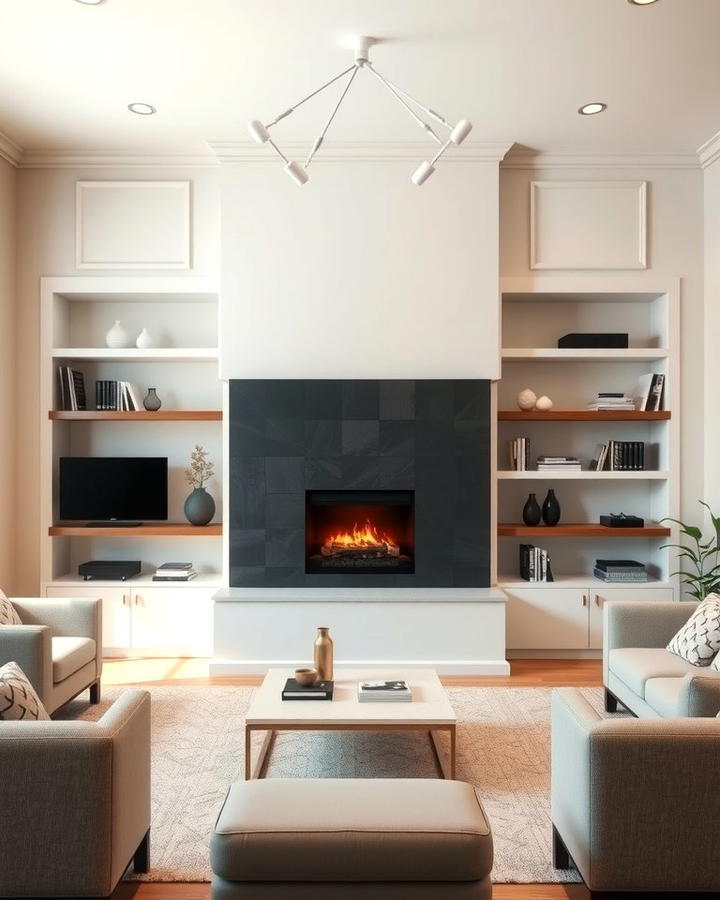 Seamless Integration with Built Ins - 25 Off-center Fireplace Ideas