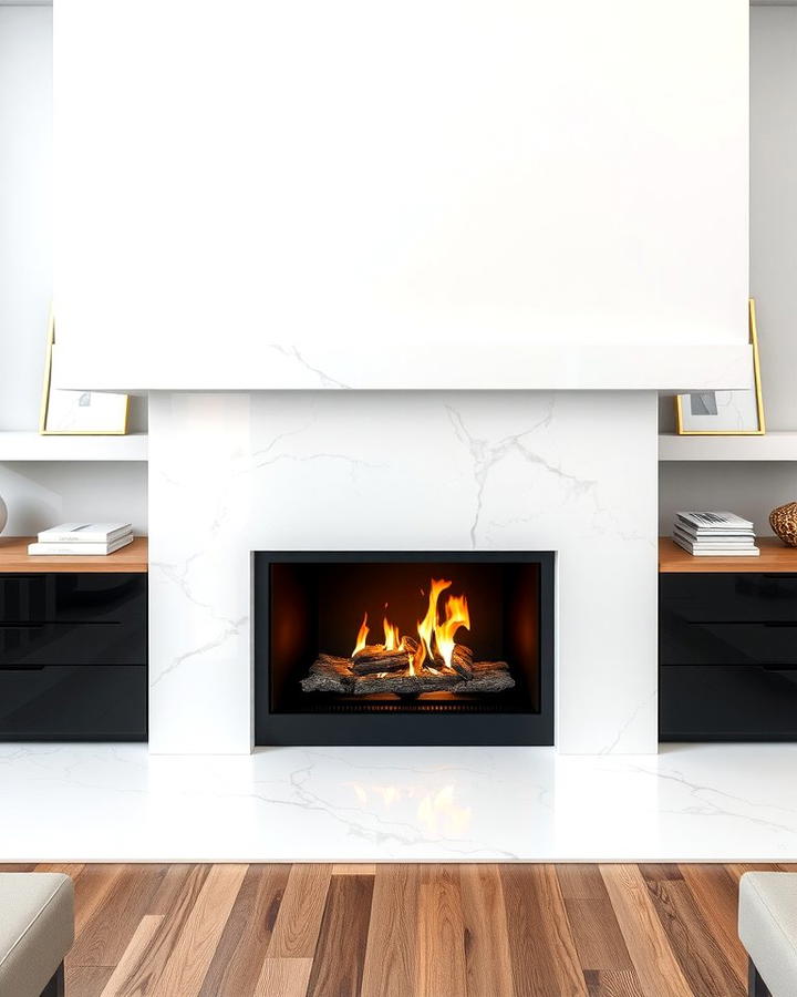 Seamless Quartz Surround - 25 Quartz Fireplace Surround Ideas