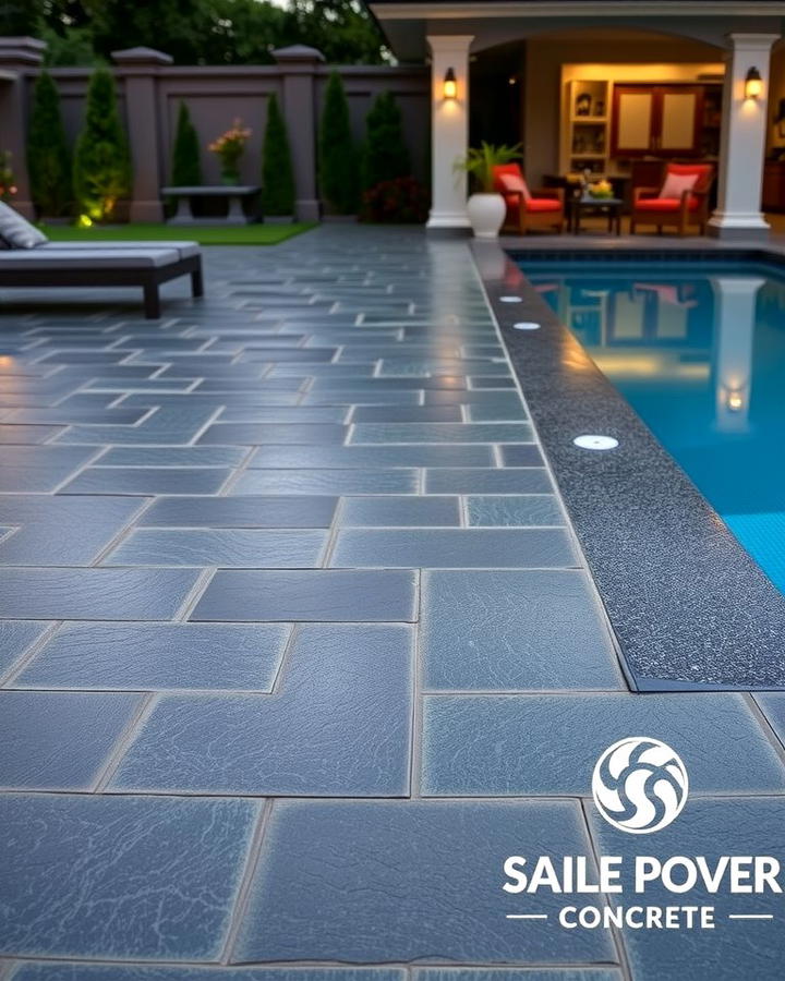 Seamless Slate Texture - 25 Stamped Concrete Pool Deck Ideas