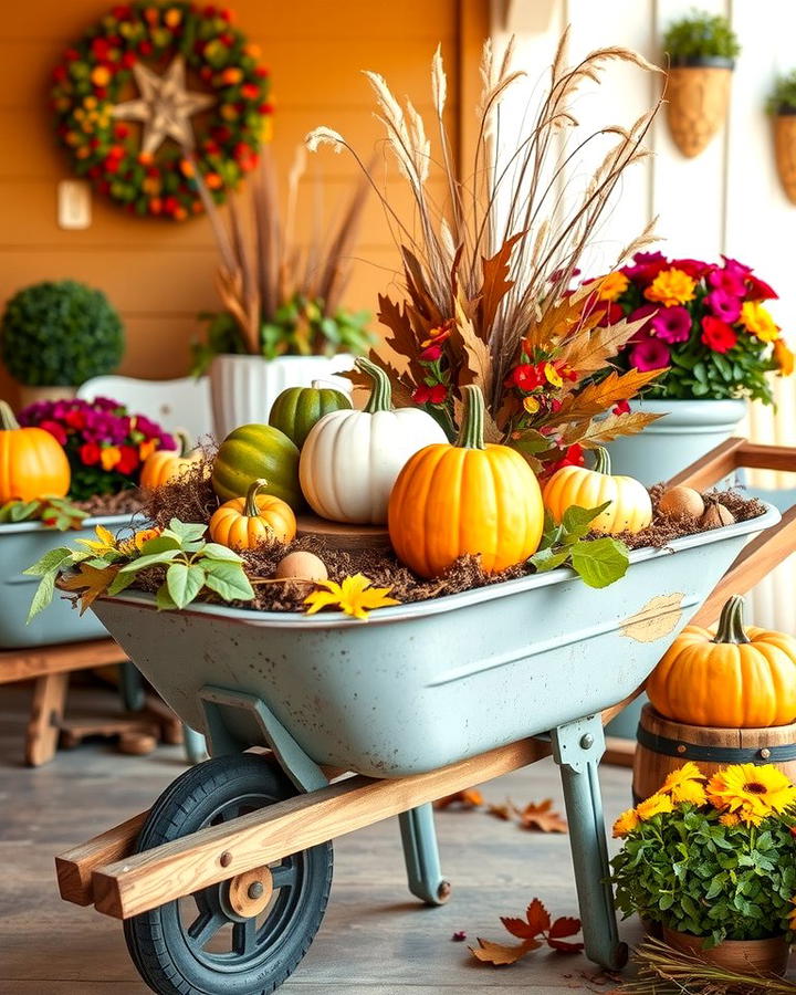 Seasonal Decor Display - 25 Old Wheelbarrow Ideas