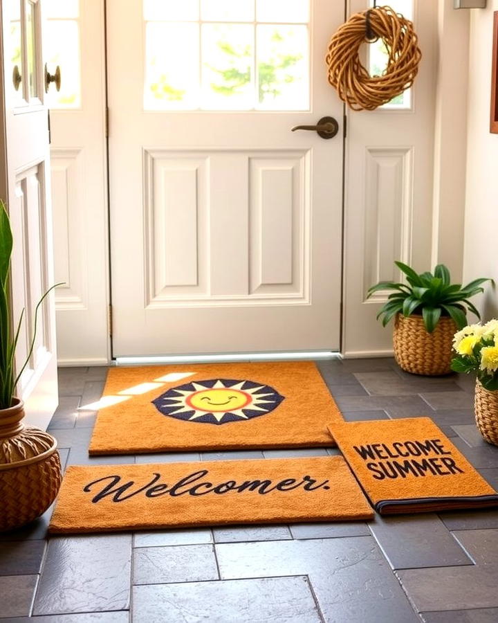 Seasonal Welcome Mats - 25 Summer Front Door Decor Ideas