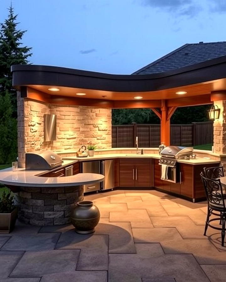 Semi Circle Patio with Outdoor Kitchen 2 - 25 Semi Circle Patio Ideas and Inspiration