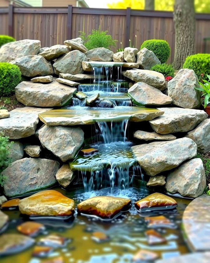 Serene Rock Waterfall - 25 Rock Landscaping Ideas