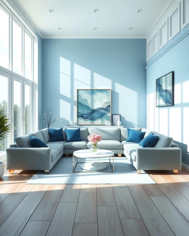 Serene Sky Blue Living Room - 25 Monochromatic Color Schemes for Rooms