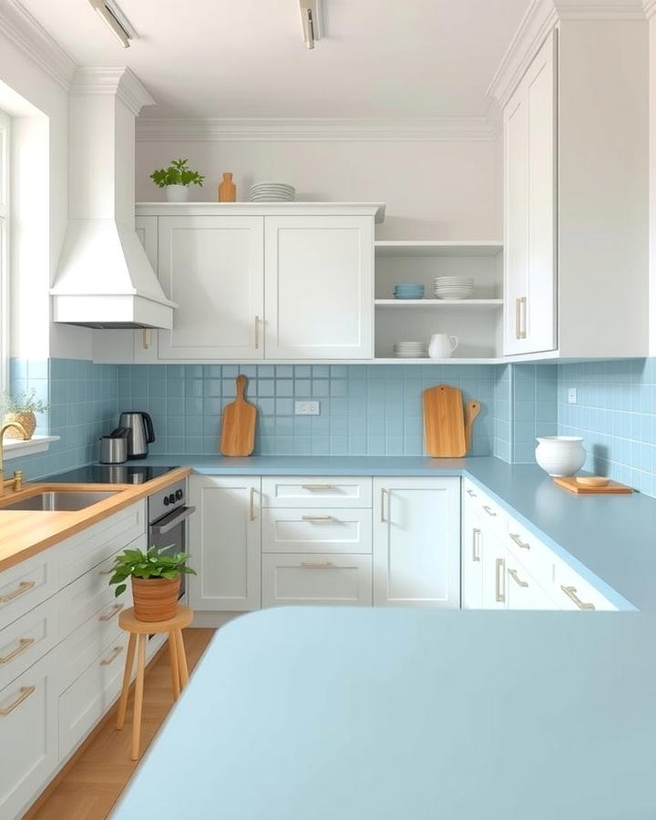 Serenity with Powder Blue Countertops - 30 kitchens with blue countertops