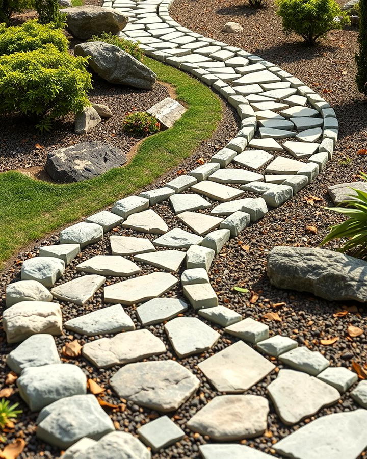 Serpentine Pathway Edging - 25 River Rock Edging Ideas