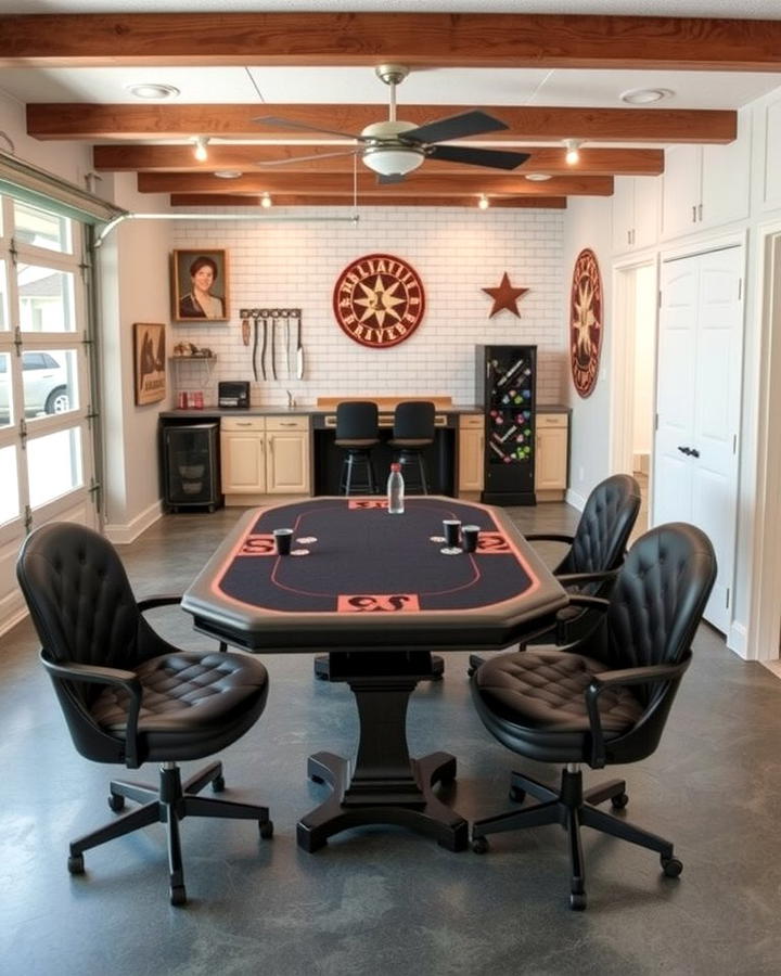 Setting Up a Poker or Card Table - 30 Garage Game Room Ideas