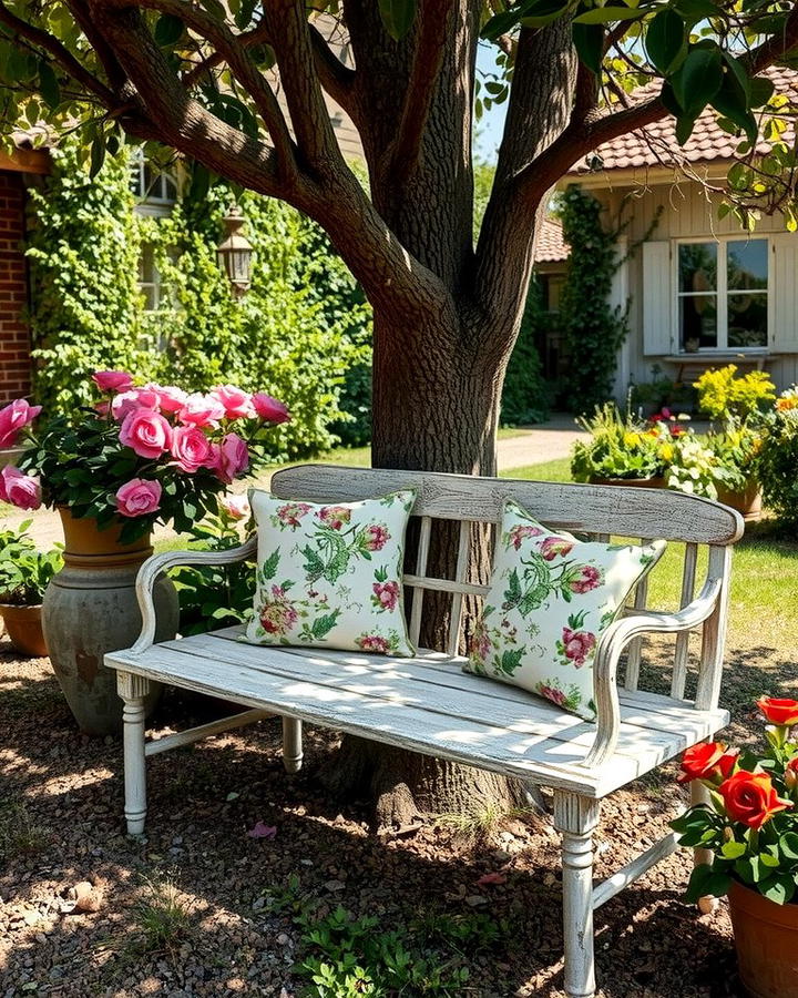 Shabby Chic Garden Bench - 25 Vintage Garden Ideas