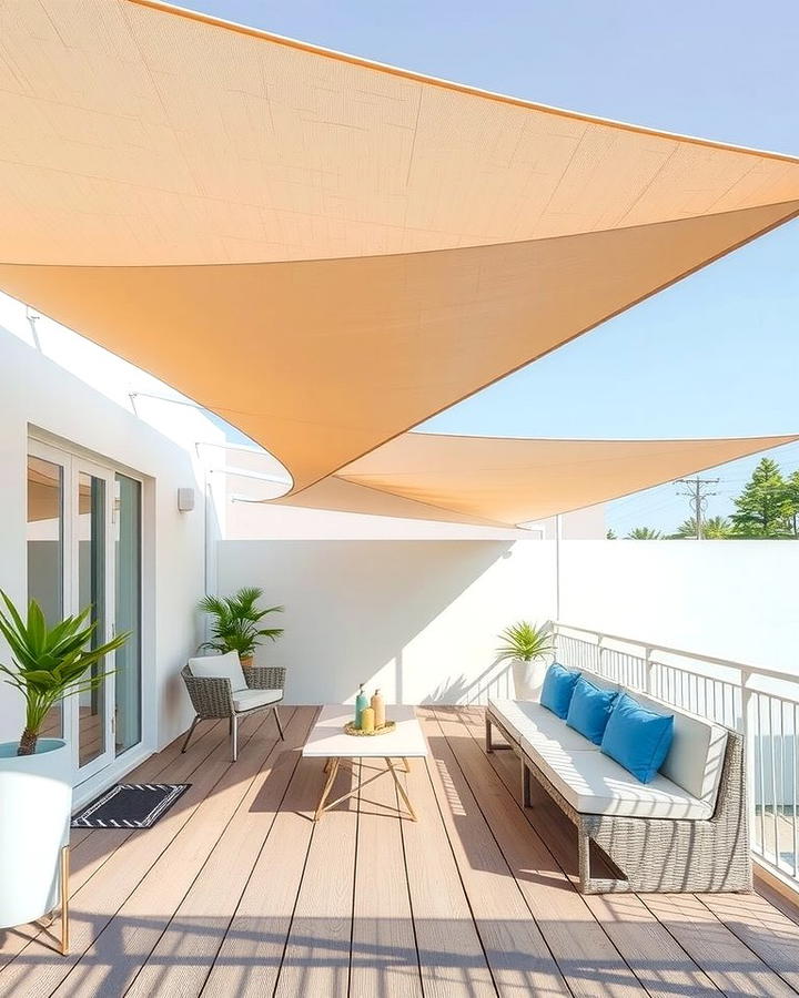 Shade Sails for Sun Protection - 25 Small Deck Ideas