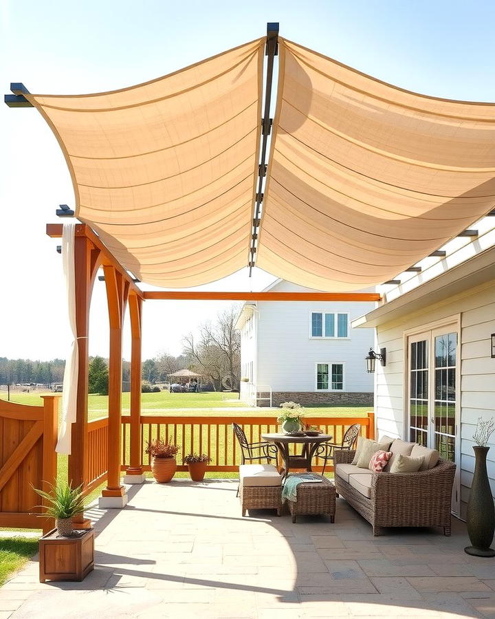 Shaded Canopy - 30 Farmhouse Patio Ideas