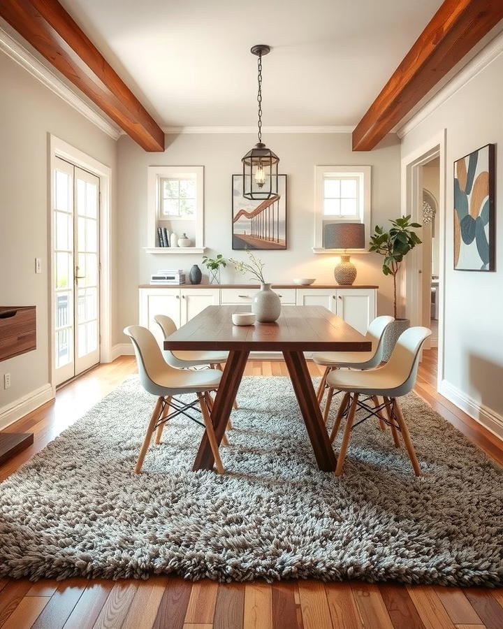 Shag Rugs for Unmatched Comfort - 30 Dining Room Rug Ideas