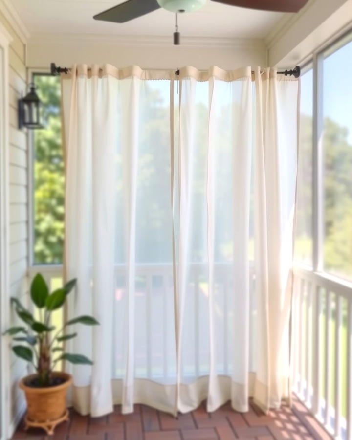 Sheer Curtains for Privacy - 25 Small Screened-in Porch Ideas