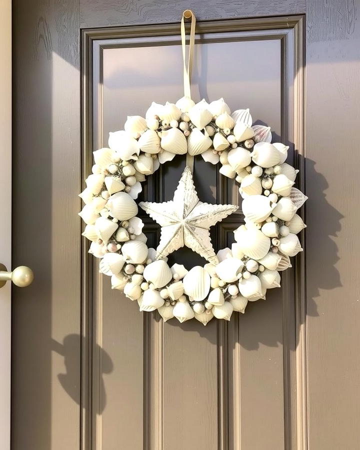 Shell Covered Wreaths - 25 Summer Front Door Decor Ideas