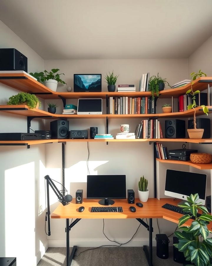 Shelving for Organization and Decor - 25 Podcast Room Ideas