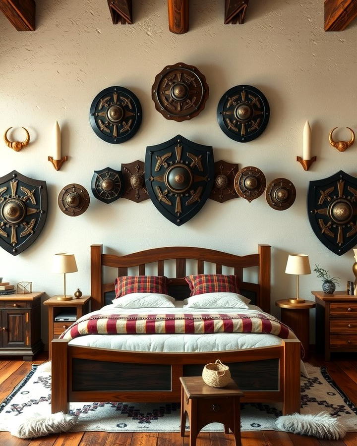 Shield Wall Decor 2 - 25 Viking Bedroom Ideas