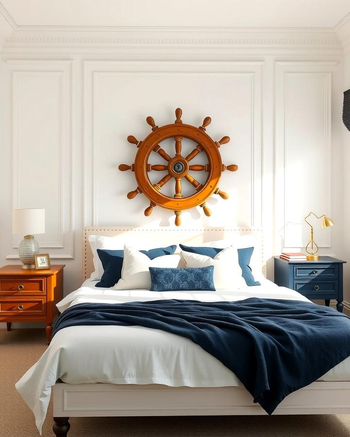 Ship Wheel Wall Decor - 25 Ocean-themed Bedroom Ideas