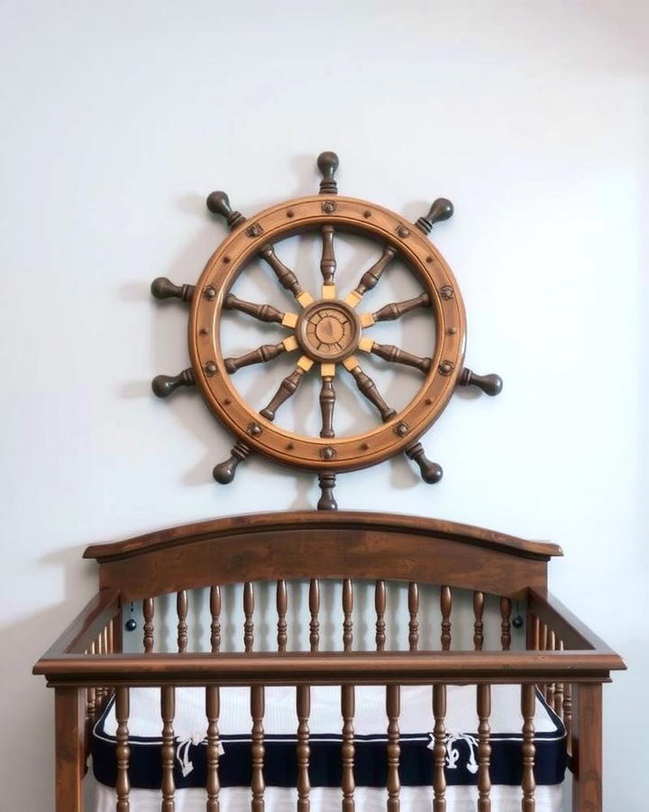 Ship Wheel Wall Decor 2 - 25 Nautical Nursery Ideas