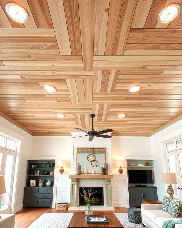 Shiplap Ceiling for Subtle Texture - 25 Shiplap Living Room Ideas