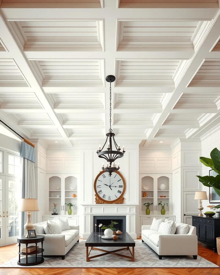 Shiplap Coffered Ceiling - 25 Shiplap Living Room Ideas