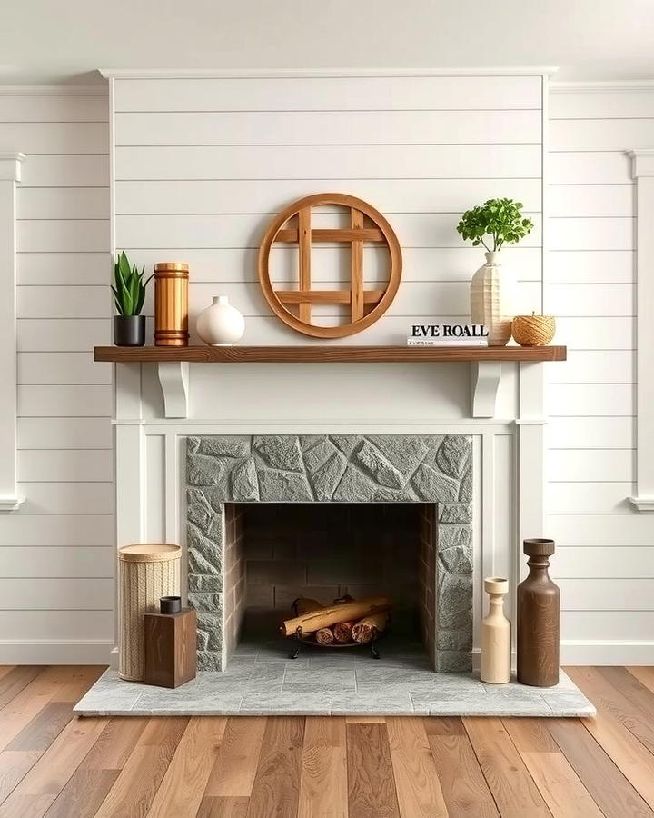 Shiplap Surround - 25 Rustic Fireplaces